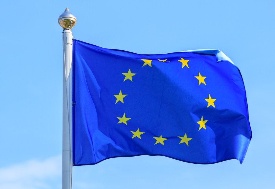 European Union flag waving in the wind